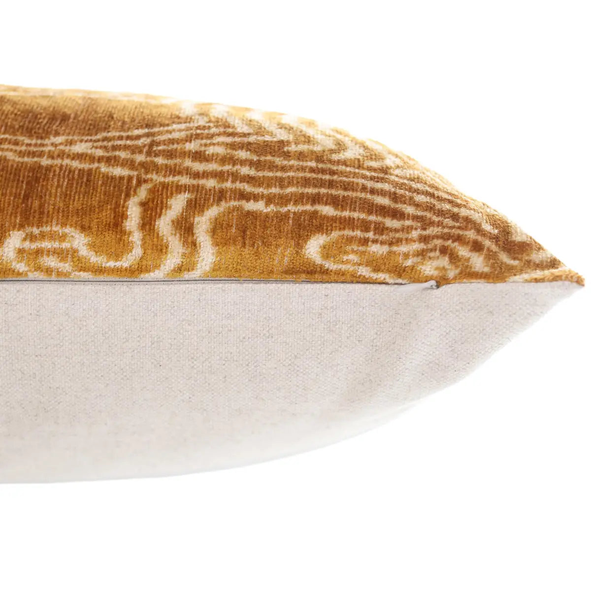 Luxury Golden Yellow Ikat Silk Velvet Throw Pillow 16x24 – Handmade Lumbar - Canvello