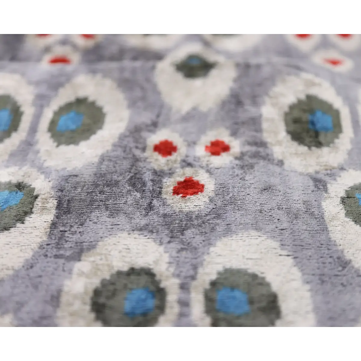 Luxury Gray Velvet Pillow 16x24 – Handmade Silk Lumbar Cushion with Modern Circle Motifs - Canvello