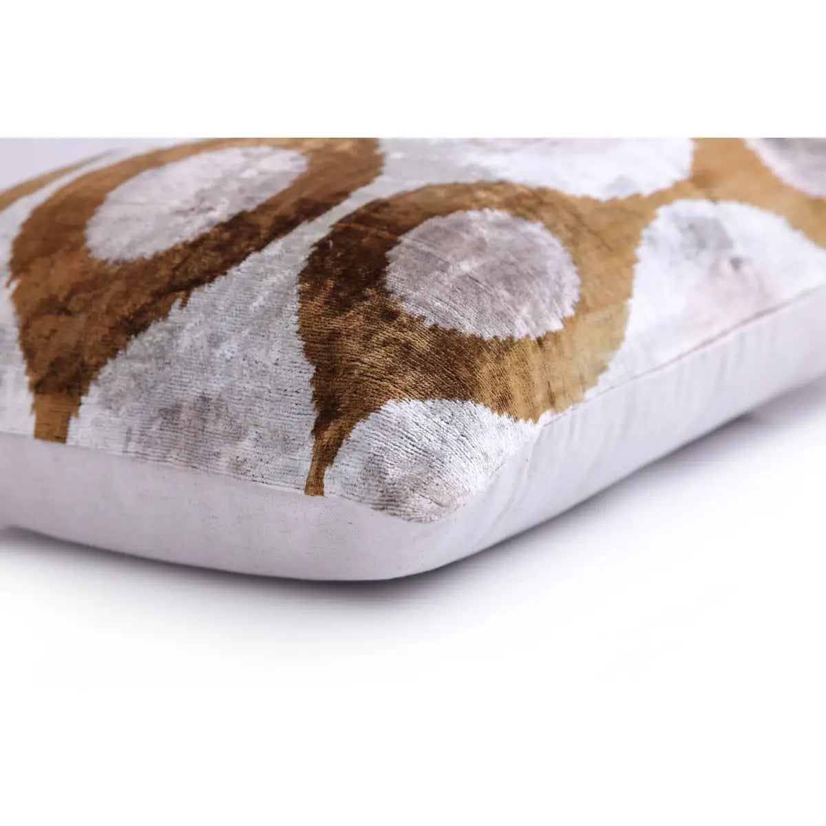 Luxury Silk Velvet Pillow - Earth Tones Ikat Lumbar 16x24’’ - Canvello