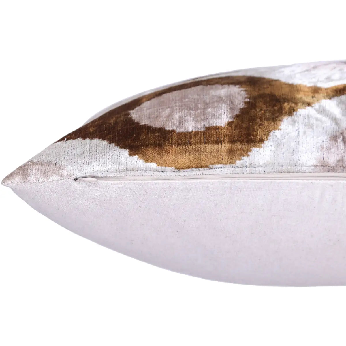 Luxury Silk Velvet Pillow - Earth Tones Ikat Lumbar 16x24’’ - Canvello