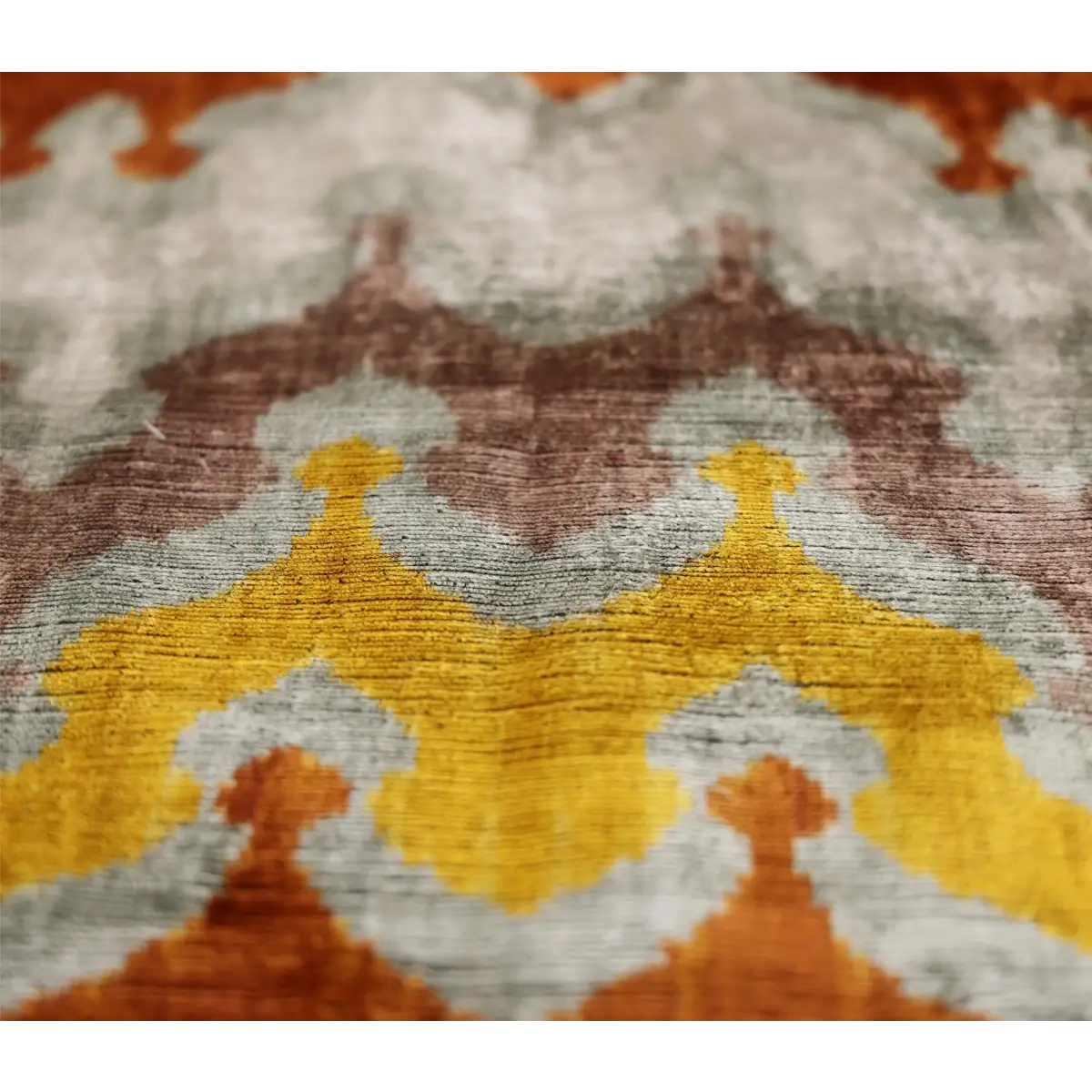 Luxury Handmade Silk Velvet Ikat Pillow 20x20 Inch Organic Vegetable Dyed - Canvello