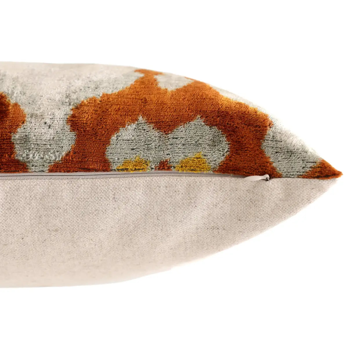 Luxury Handmade Silk Velvet Ikat Pillow 20x20 Inch Organic Vegetable Dyed - Canvello