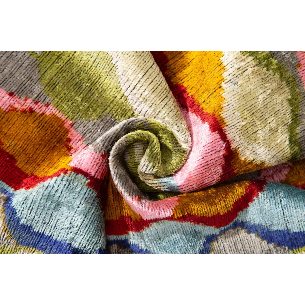 Luxury Handmade Silk Velvet Throw Pillow - 16x24 in Multicolored Geometric Design with Down Feather Insert - Canvello