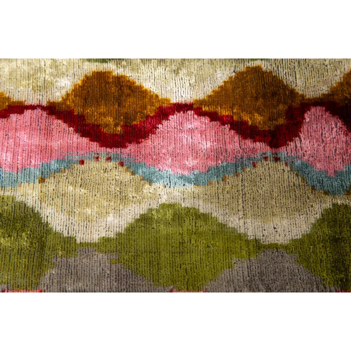 Luxury Handmade Silk Velvet Throw Pillow - 16x24 in Multicolored Geometric Design with Down Feather Insert - Canvello