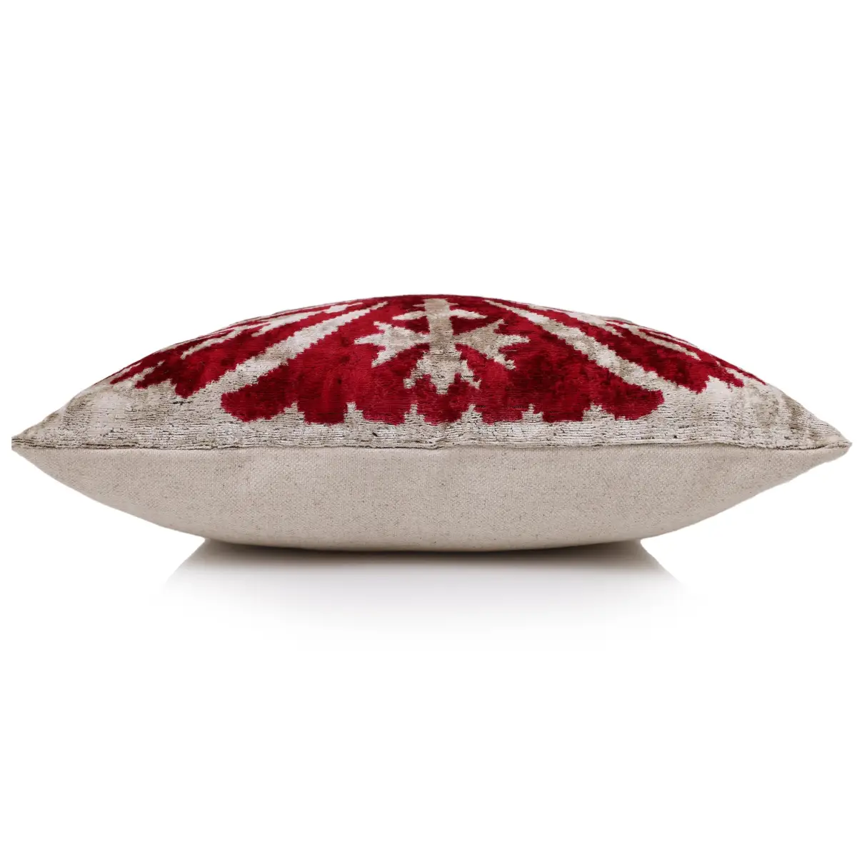 Luxury Handwoven Dark Red Silk Velvet Ikat Pillow 20x20 Inch - Canvello