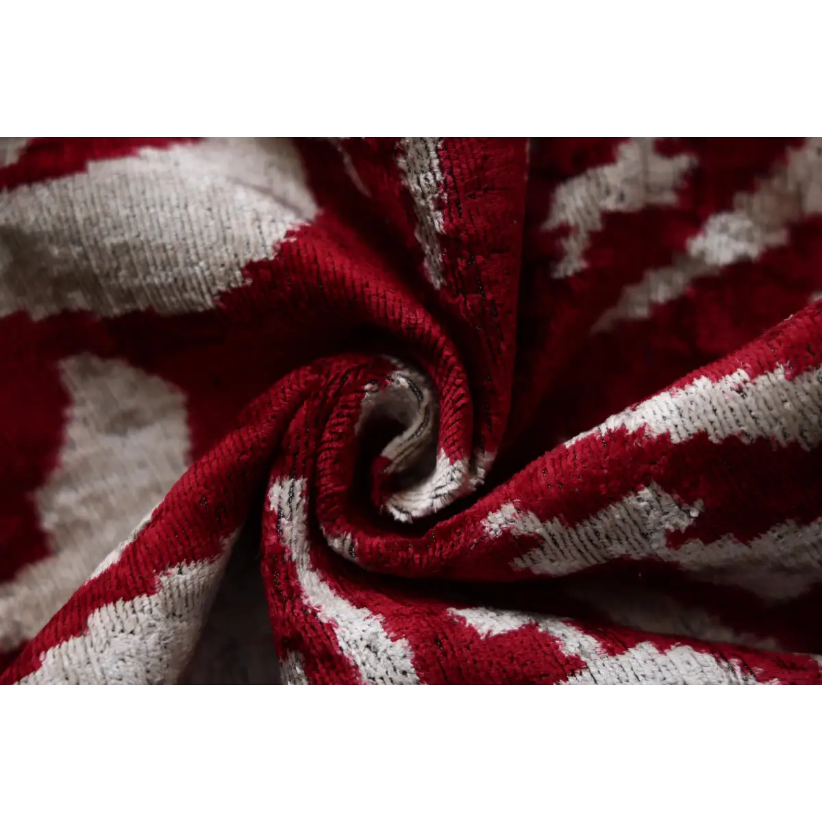 Luxury Handwoven Dark Red Silk Velvet Ikat Pillow 20x20 Inch - Canvello