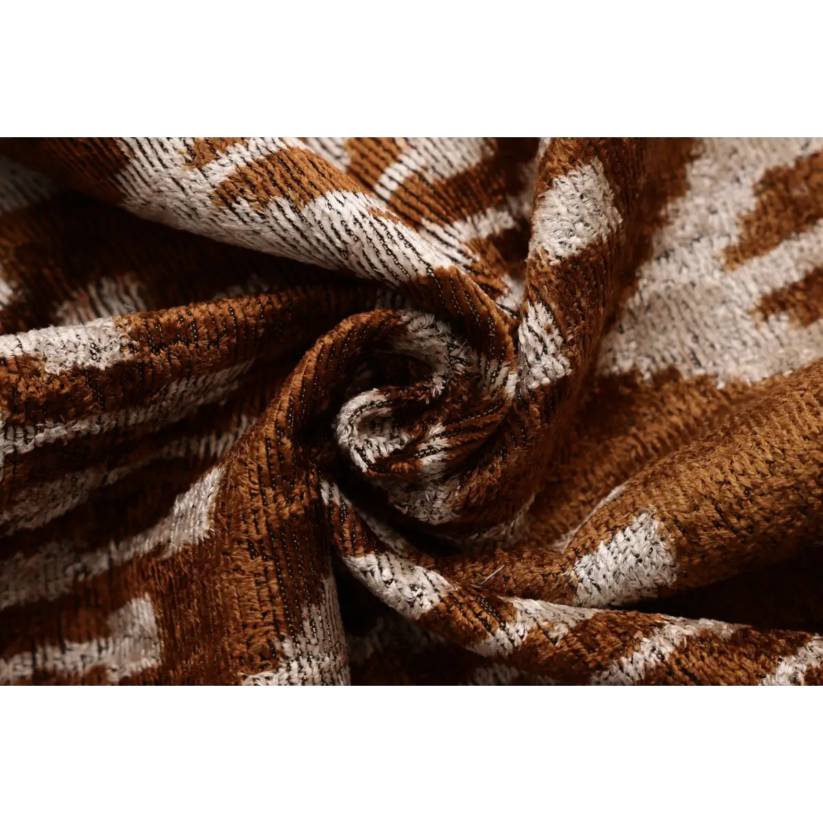 Luxury Handwoven Ikat Silk Velvet Pillow 20x20 Inch – Earthy Brown & Ivory - Canvello