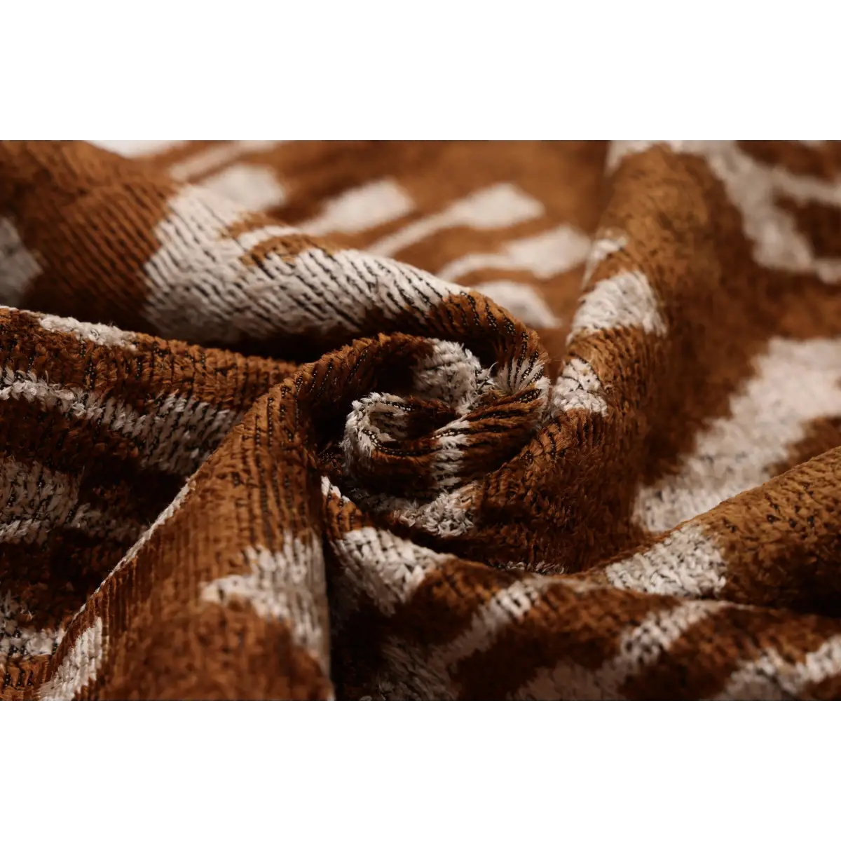 Luxury Handwoven Ikat Silk Velvet Pillow 20x20 Inch – Earthy Brown & Ivory - Canvello