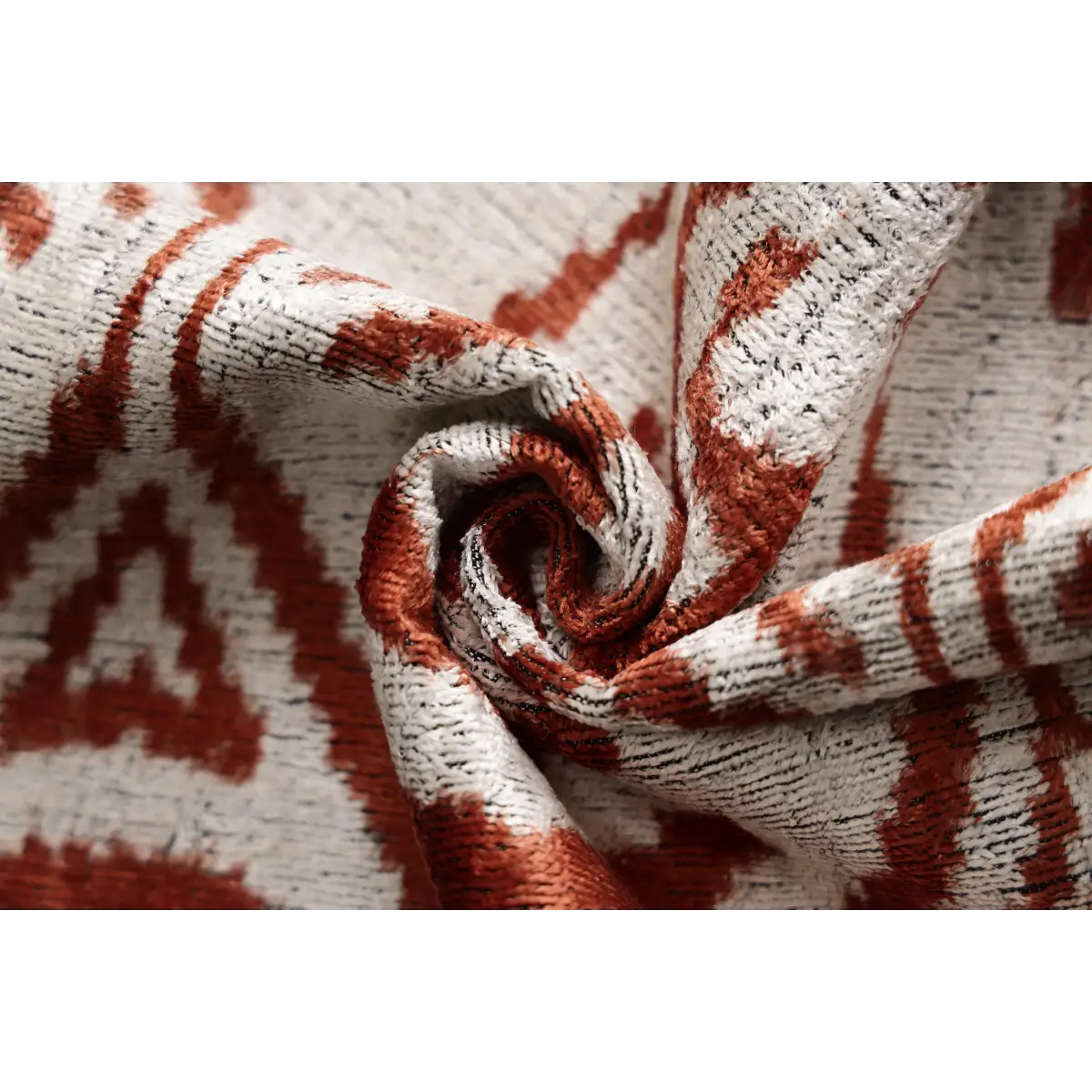 Luxury Handwoven Silk Velvet Ikat Pillow 20x20 Inch – Rust & Ivory - Canvello