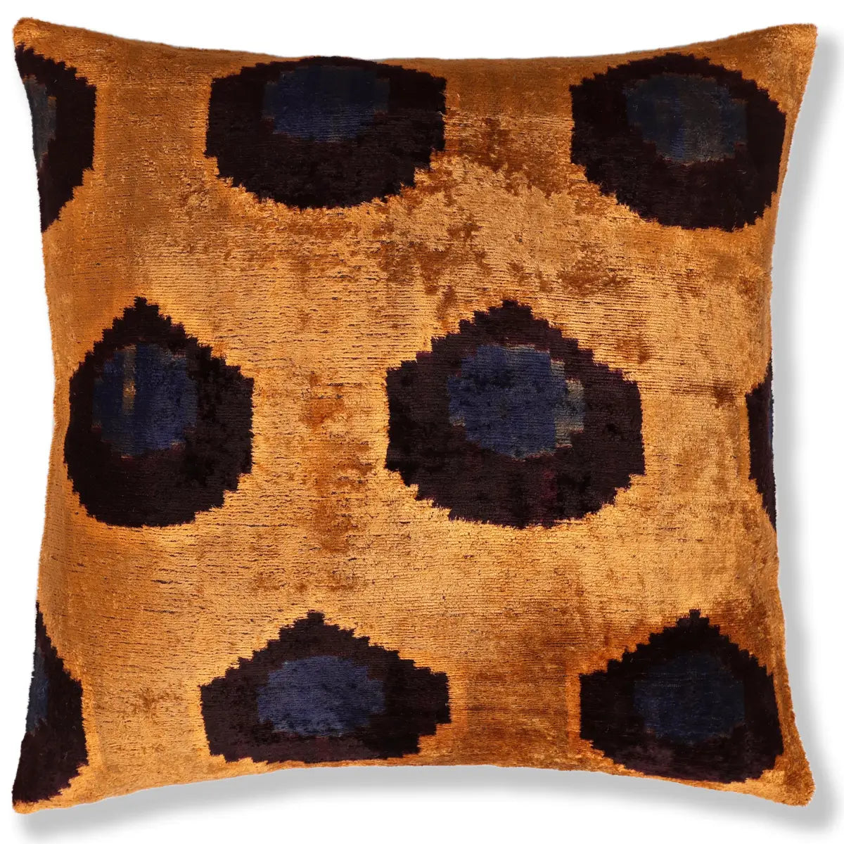 Luxury Handwoven Silk Velvet Ikat Throw Pillow 20x20 Inch - Organic Vegetable Dyed - Canvello