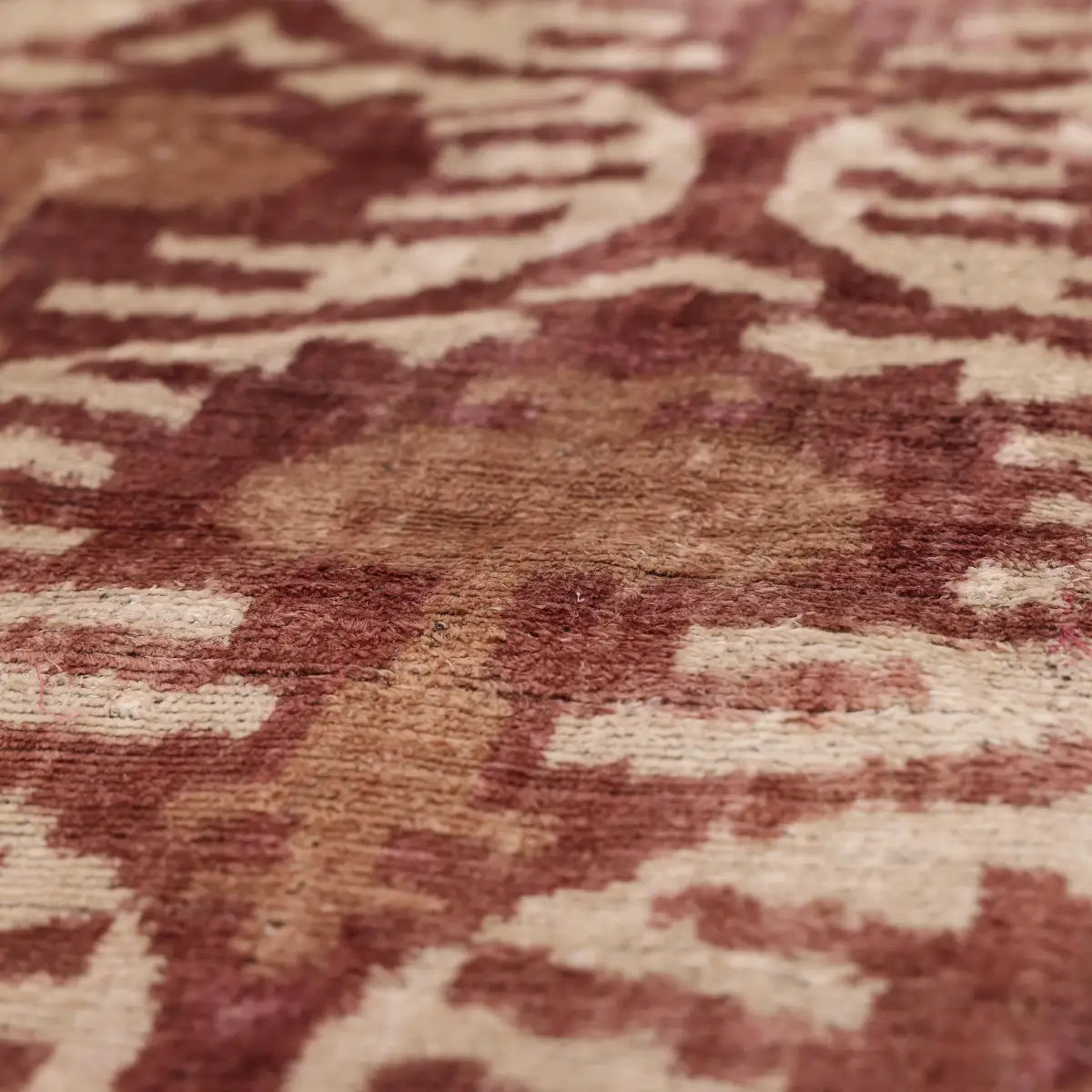 Luxury Handwoven Silk Velvet Throw Pillow 20x20 Inch Burgundy Ikat Pattern - Canvello