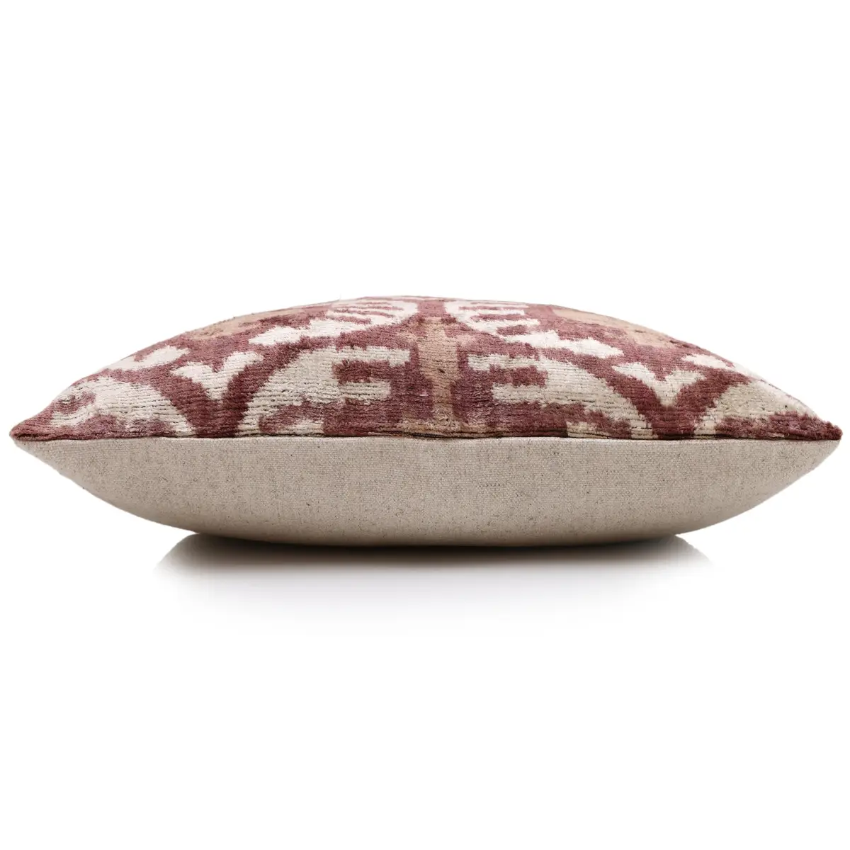 Luxury Handwoven Silk Velvet Throw Pillow 20x20 Inch Burgundy Ikat Pattern - Canvello