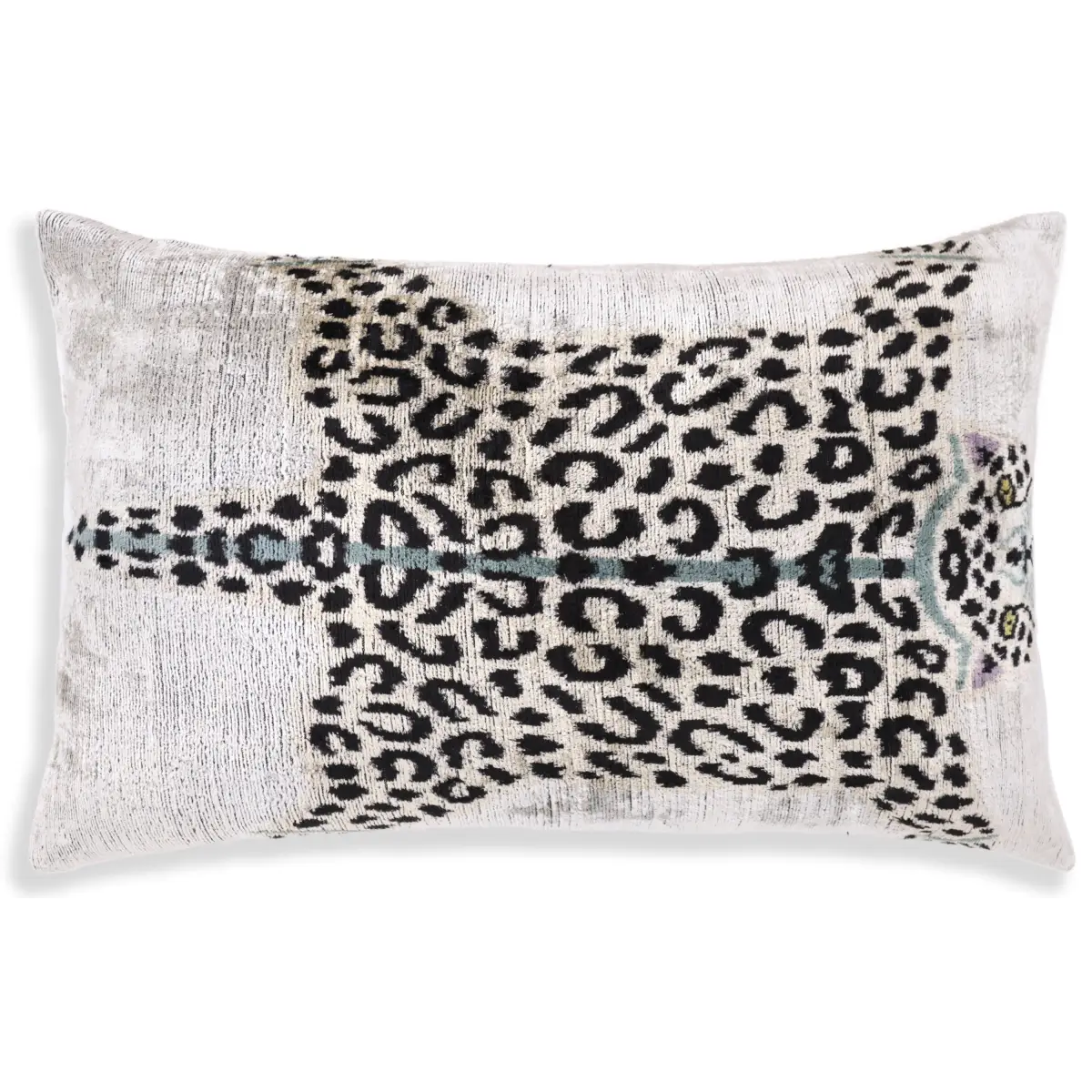 Luxury Leopard Print Silk Velvet Throw Pillow 16x24 – Handmade Animal Motif Lumbar Cushion - Canvello