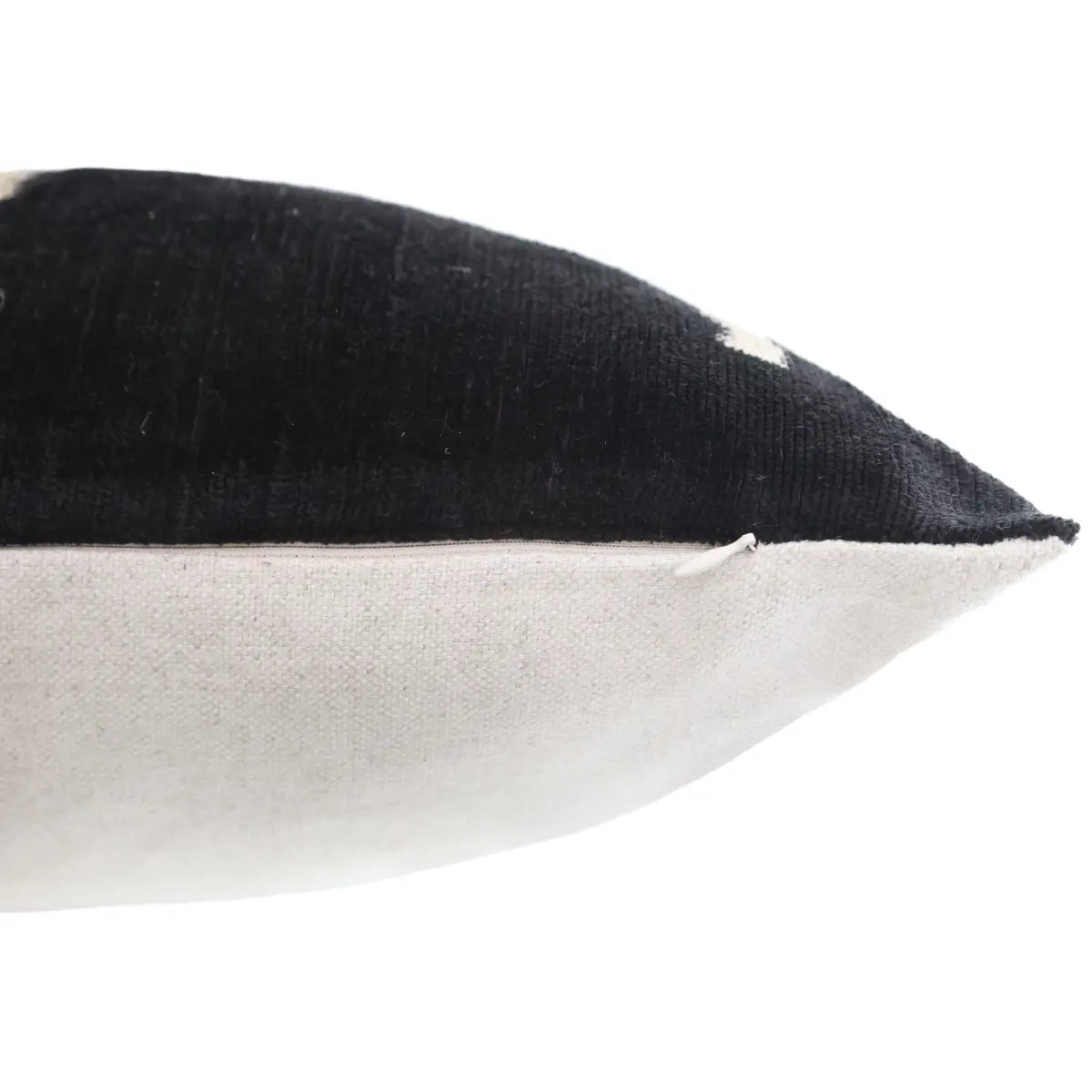 Luxury Minimalist Black Velvet Pillow 16x24 – Handmade Silk Lumbar Cushion with Ivory Accents - Canvello