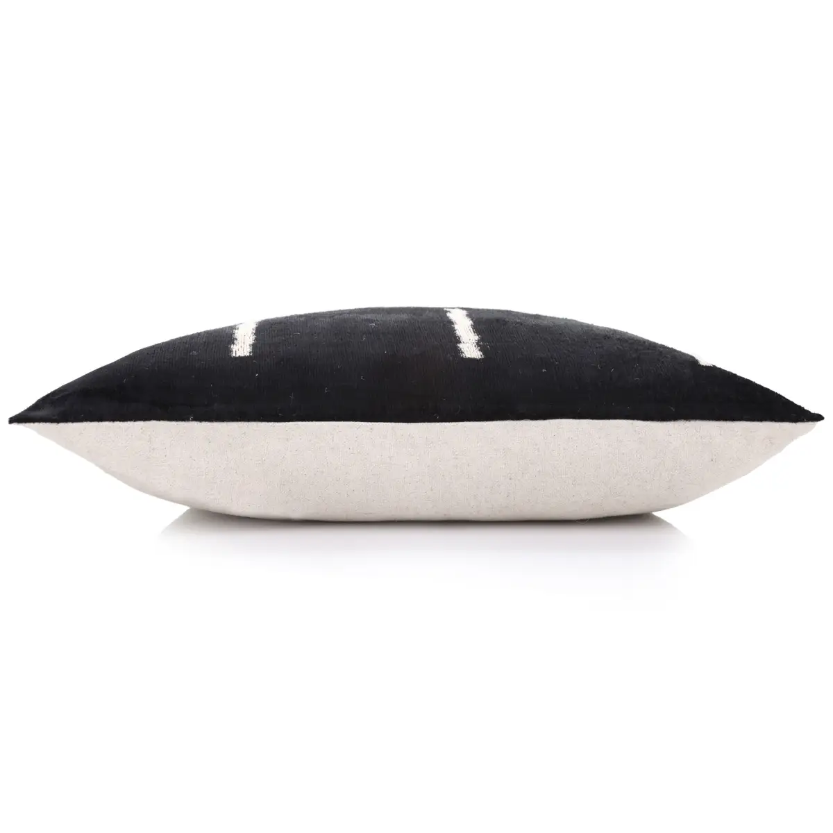 Luxury Minimalist Black Velvet Pillow 16x24 – Handmade Silk Lumbar Cushion with Ivory Accents - Canvello