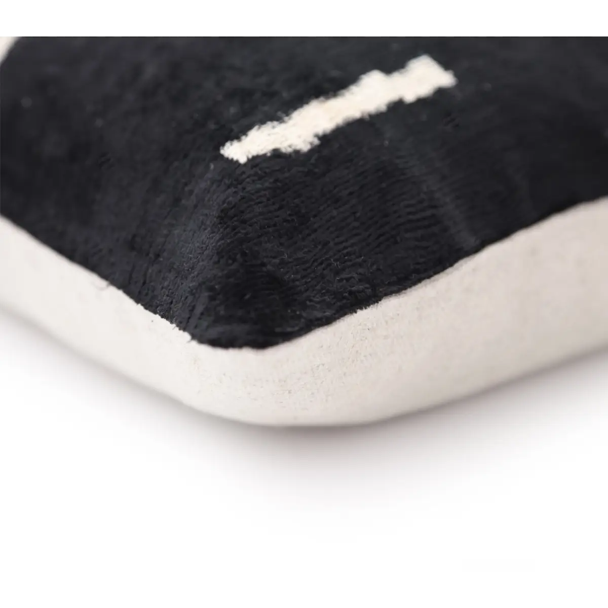 Luxury Minimalist Black Velvet Pillow 16x24 – Handmade Silk Lumbar Cushion with Ivory Accents - Canvello