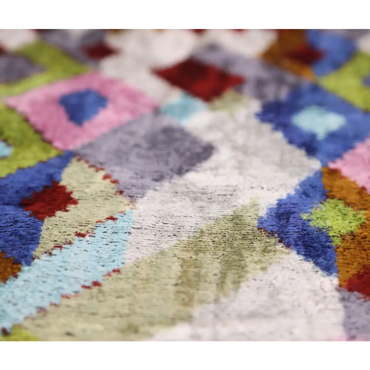 Luxury Multicolor Diamond Silk Velvet Throw Pillow 16x24 – Handmade Geometric Lumbar Cushion - Canvello