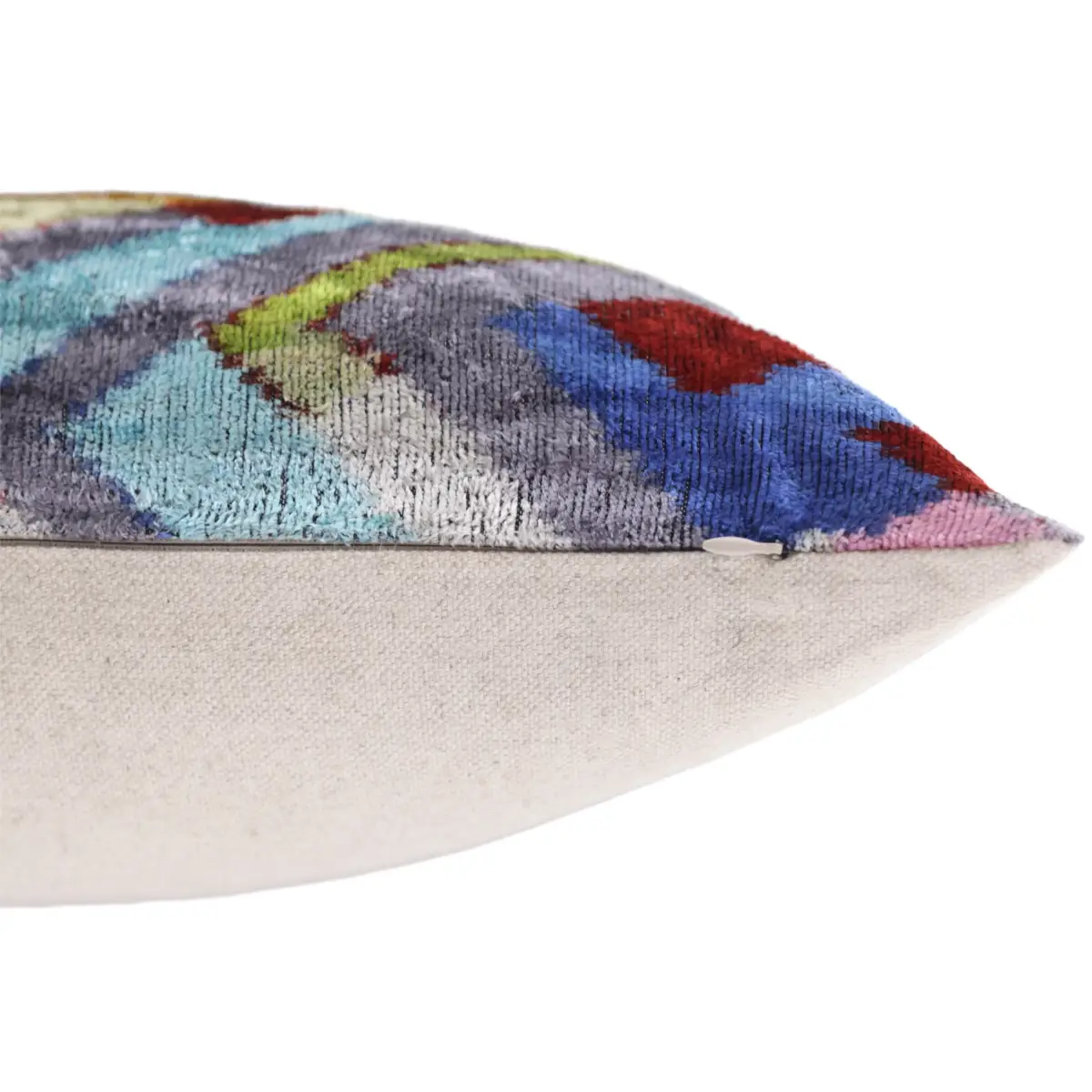 Luxury Multicolor Diamond Silk Velvet Throw Pillow 16x24 – Handmade Geometric Lumbar Cushion - Canvello