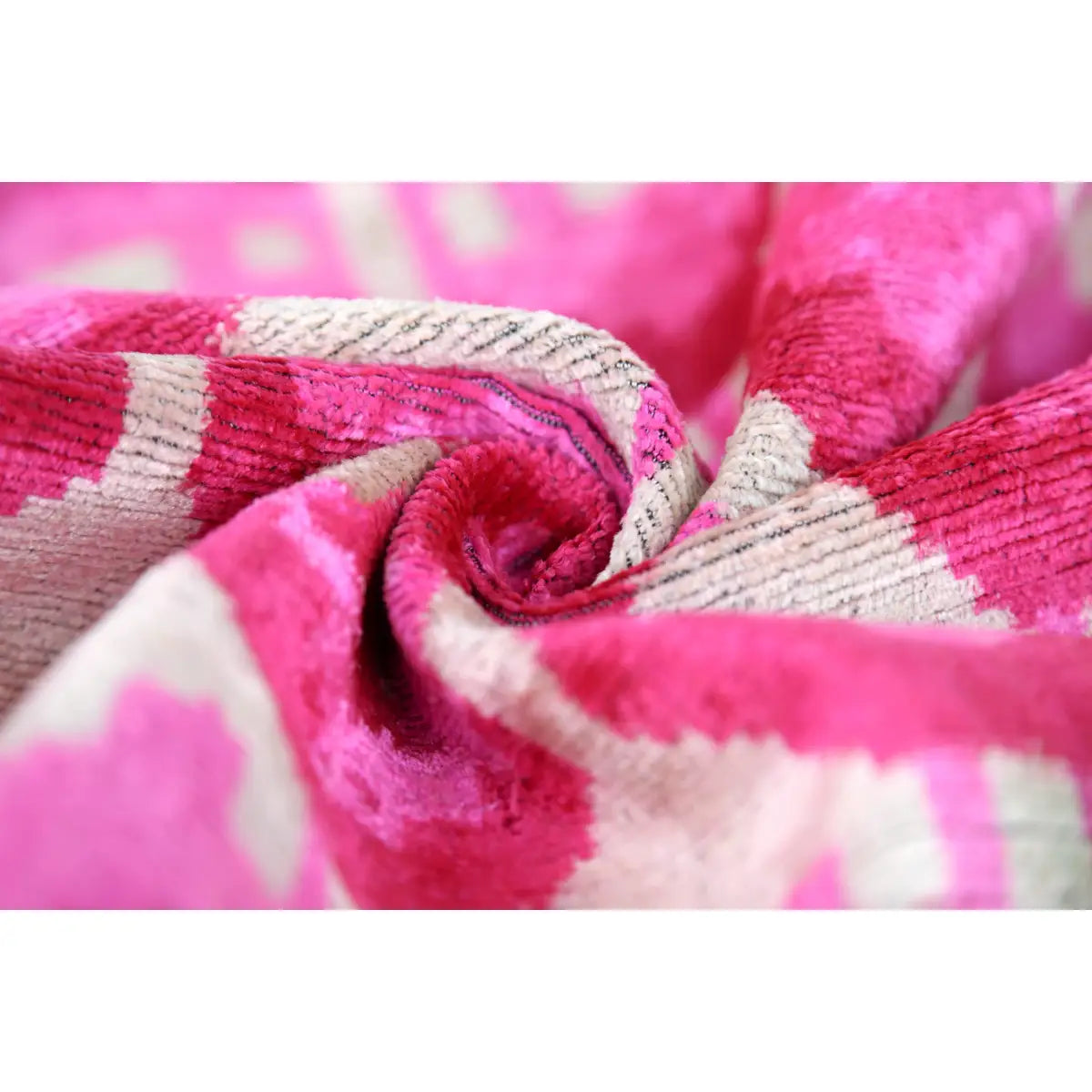 Luxury Silk Velvet Throw Pillow – Handmade Pink Ikat 20x20 - Canvello