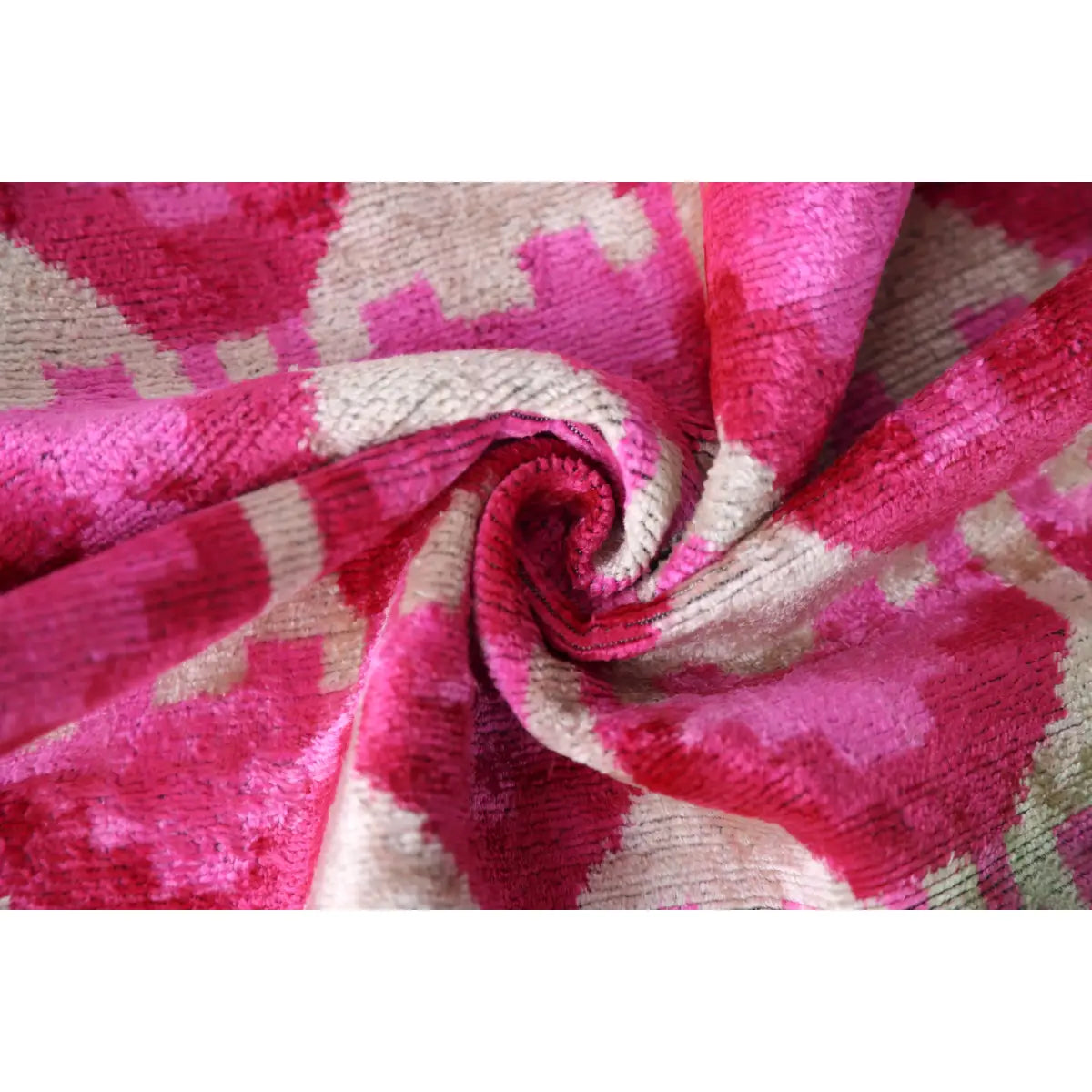 Luxury Silk Velvet Throw Pillow – Handmade Pink Ikat 20x20 - Canvello