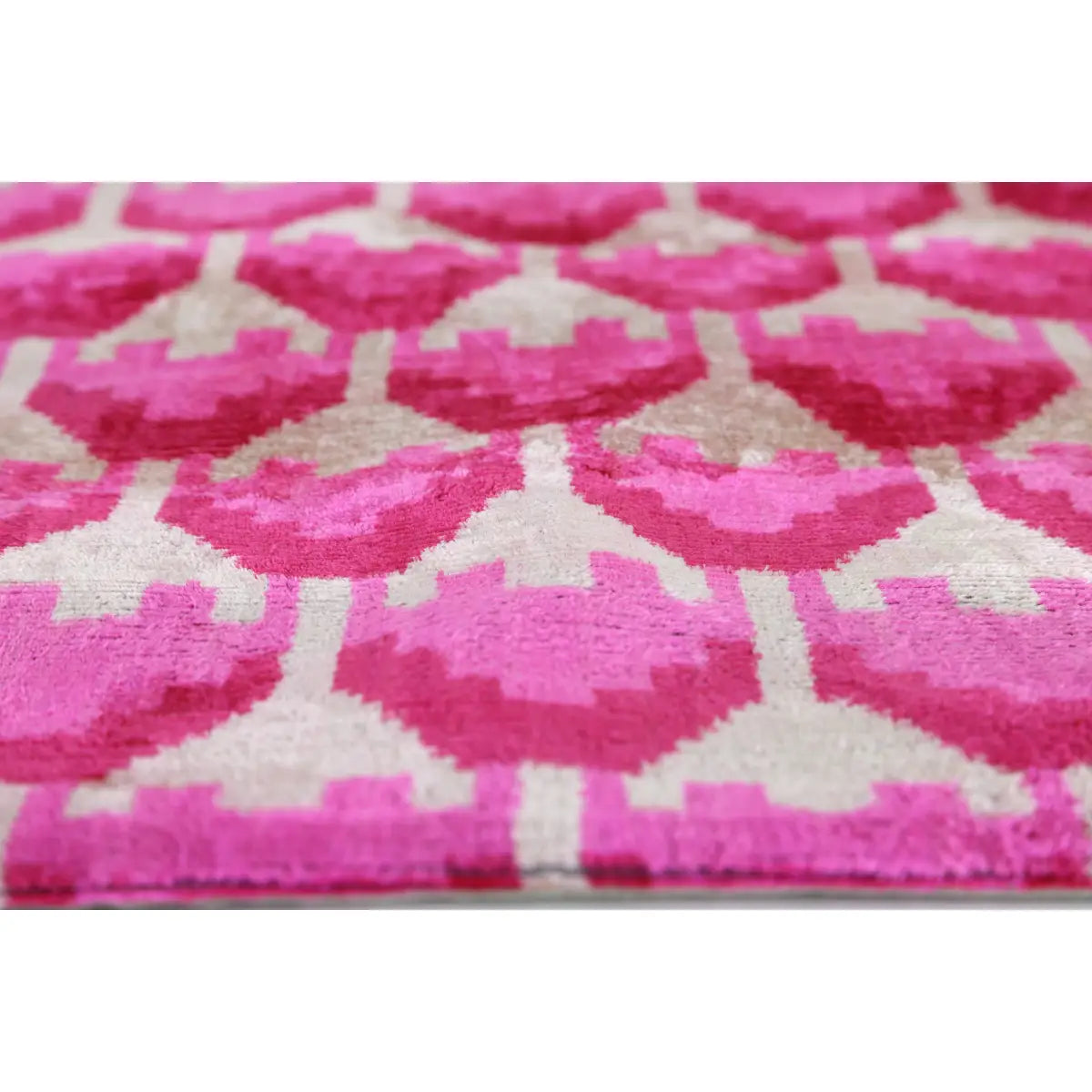 Luxury Silk Velvet Throw Pillow – Handmade Pink Ikat 20x20 - Canvello