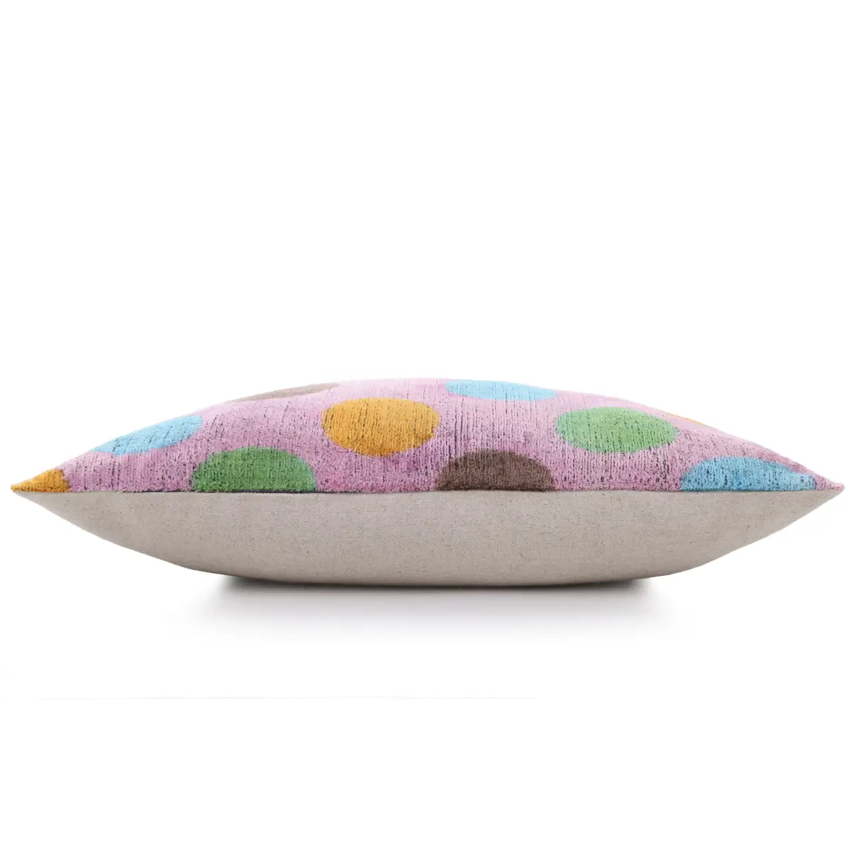 Luxury Polka Dot Silk Velvet Throw Pillow 16x24 – Handmade Multicolor Designer Lumbar - Canvello