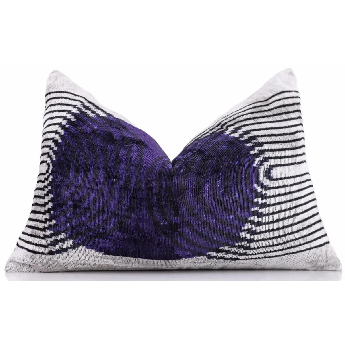 Luxury Purple Silk Velvet Throw Pillow 16x24 – Handmade Modern Geometric Lumbar - Canvello