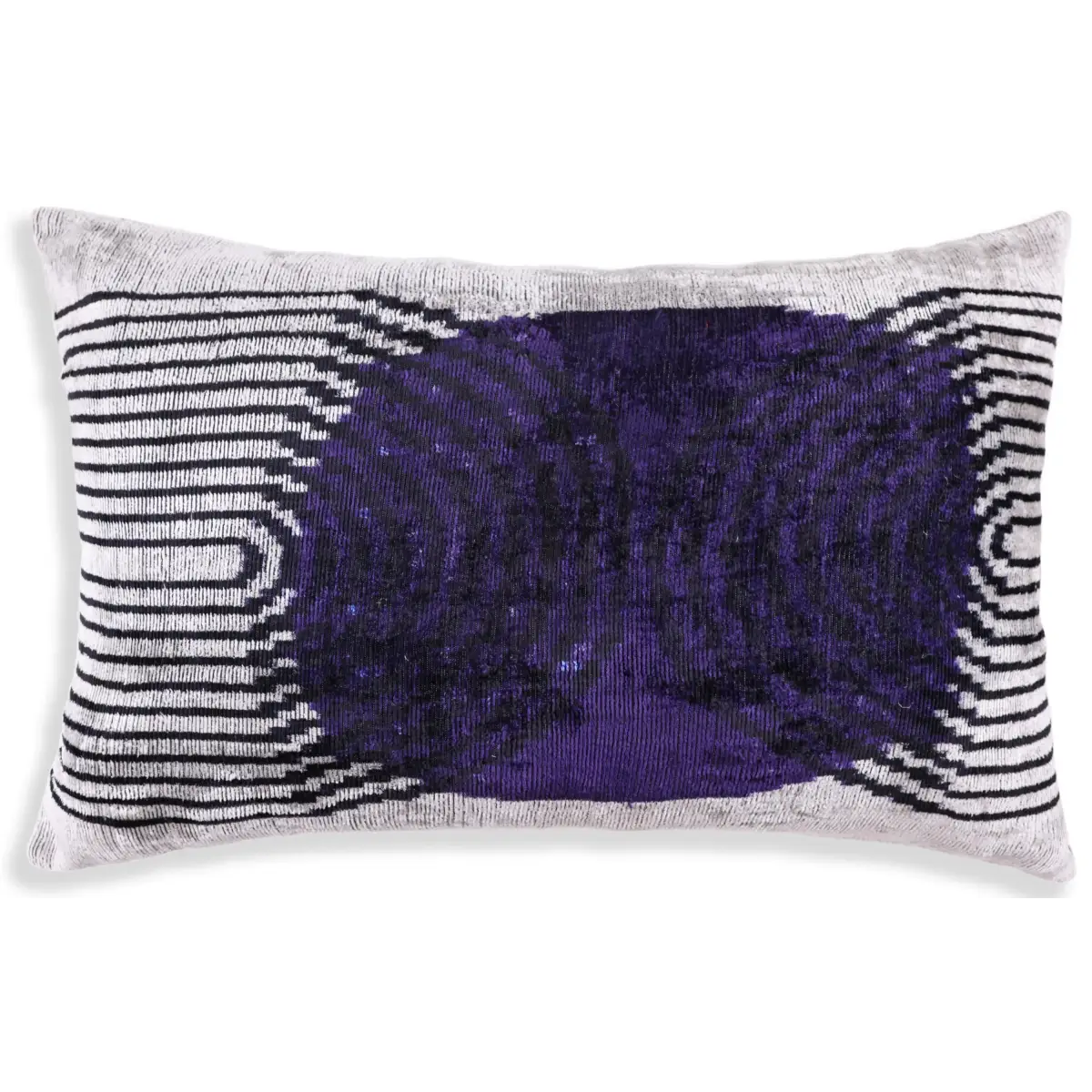 Luxury Purple Silk Velvet Throw Pillow 16x24 – Handmade Modern Geometric Lumbar - Canvello