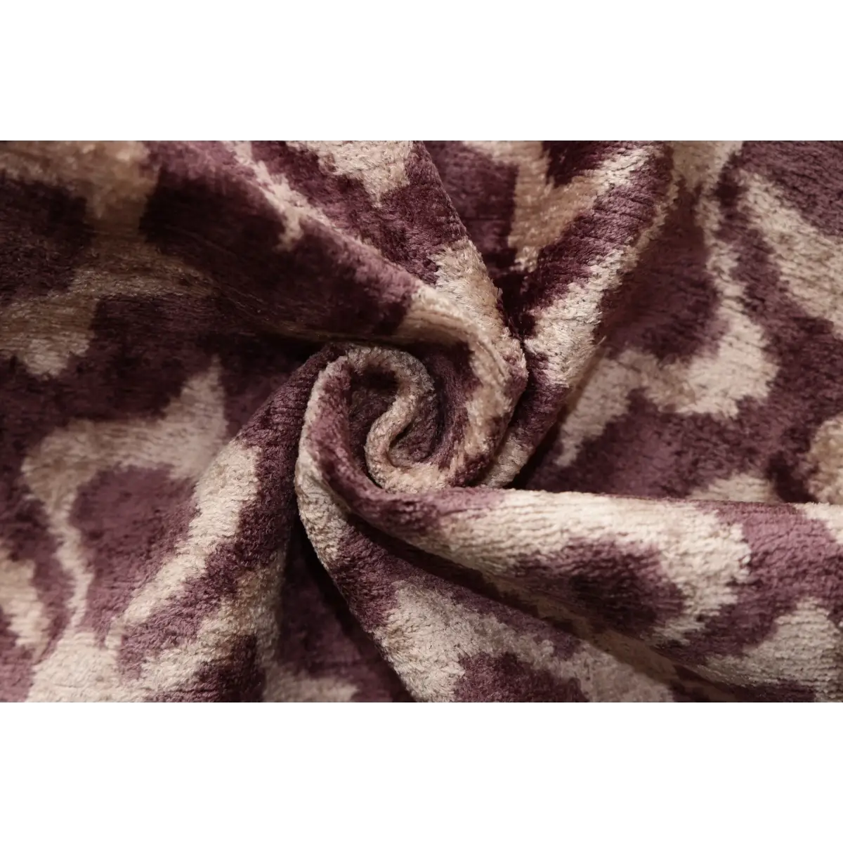 Luxury Silk Velvet Ikat Pillow - Mulberry and Cream - 16x24 Inch - Down Feather Insert - Canvello