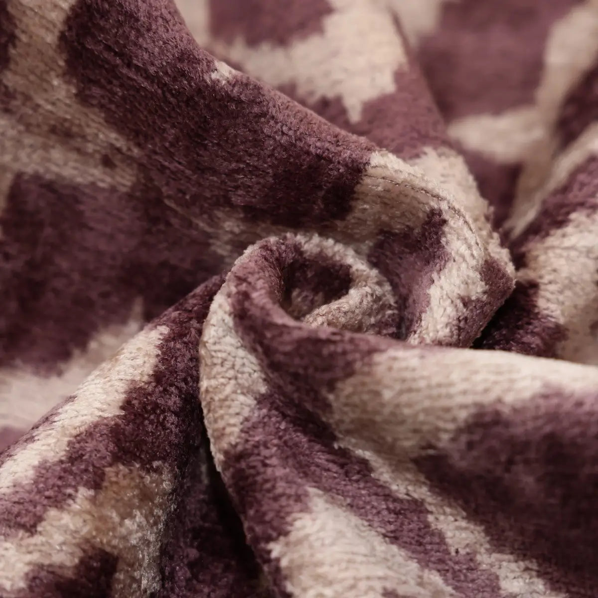 Luxury Silk Velvet Ikat Pillow - Mulberry and Cream - 16x24 Inch - Down Feather Insert - Canvello