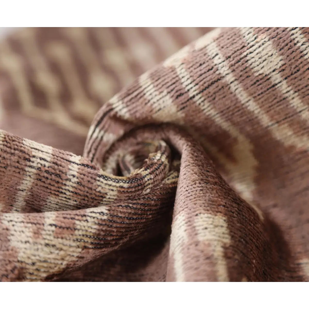Luxury Silk Velvet Ikat Throw Pillow 16x24 – Taupe & Blush Handmade - Canvello