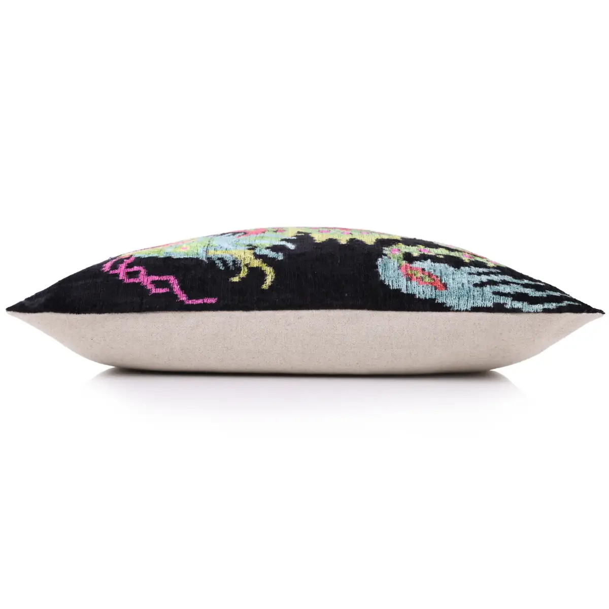 Luxury Silk Velvet Pillow 16x24 – Handmade Black Dragon Lumbar Cushion with Vibrant Colors - Canvello