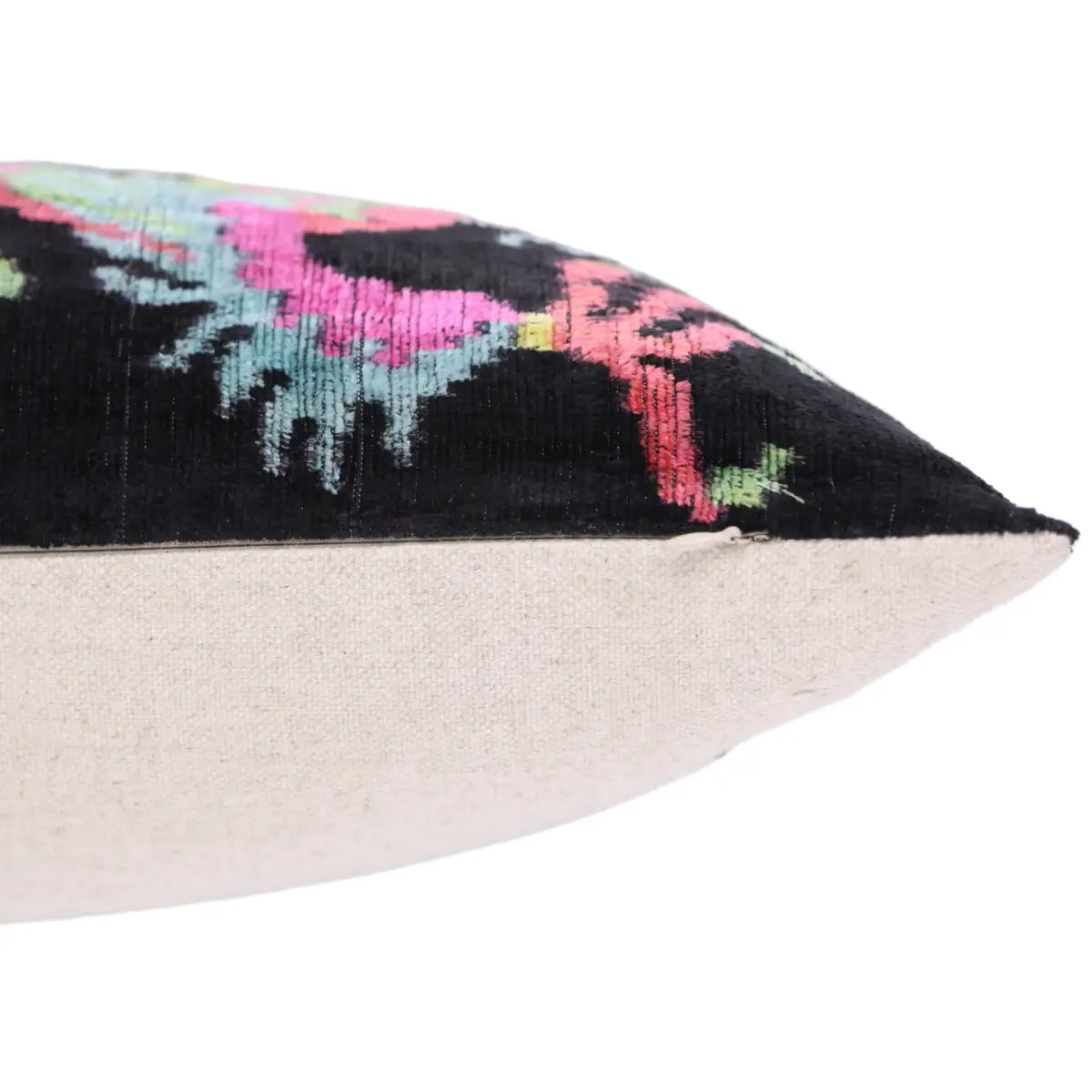 Luxury Silk Velvet Pillow 16x24 – Handmade Black Dragon Lumbar Cushion with Vibrant Colors - Canvello
