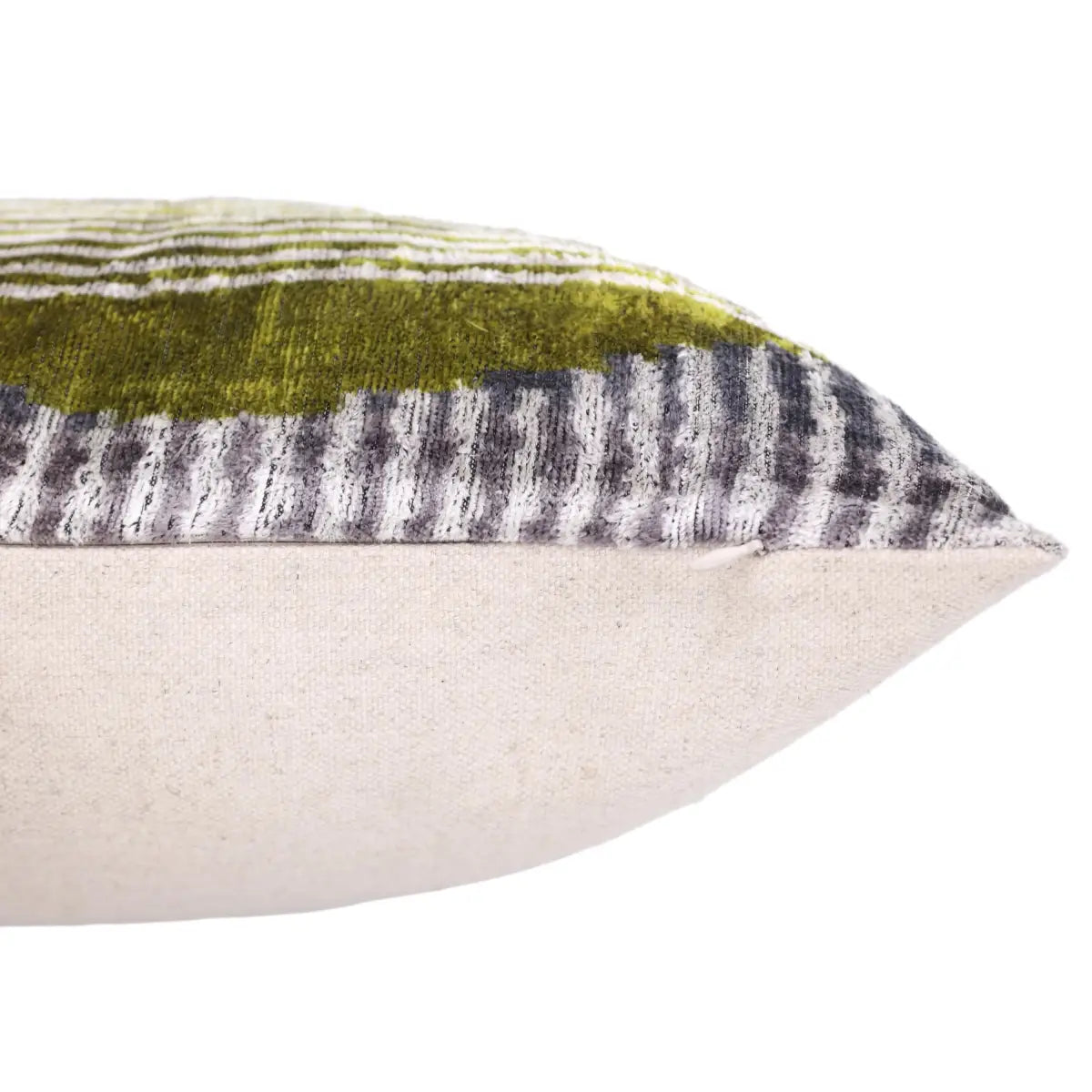 Luxury Silk Velvet Pillow 16x24 – Handmade Green & Gray Geometric Lumbar Cushion - Canvello