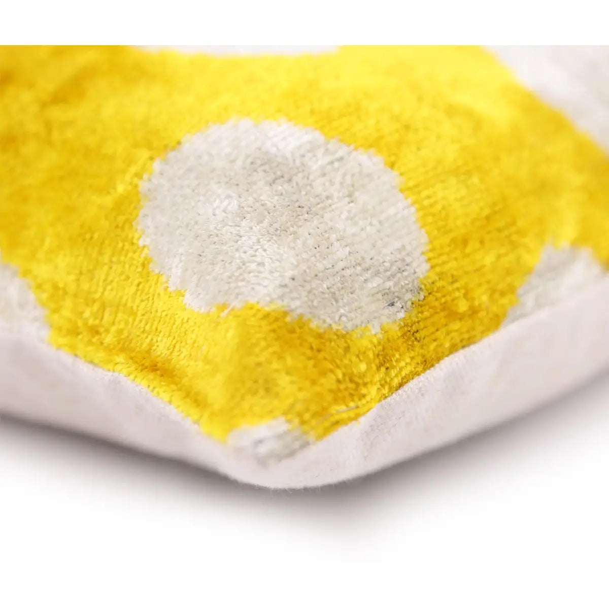 Luxury Silk Velvet Pillow 16x24 – Handmade Yellow Polka Dot Lumbar Cushion - Canvello