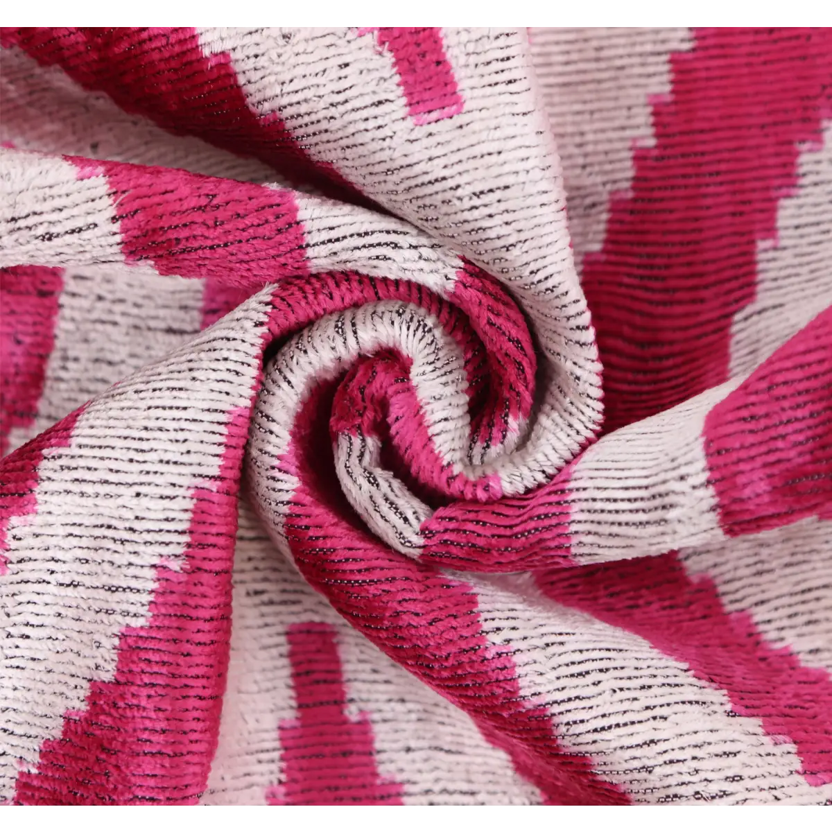 Luxury Silk Velvet Pillow – Handmade Fuchsia & Ivory Concentric Lumbar Cushion - 16x24 - Canvello