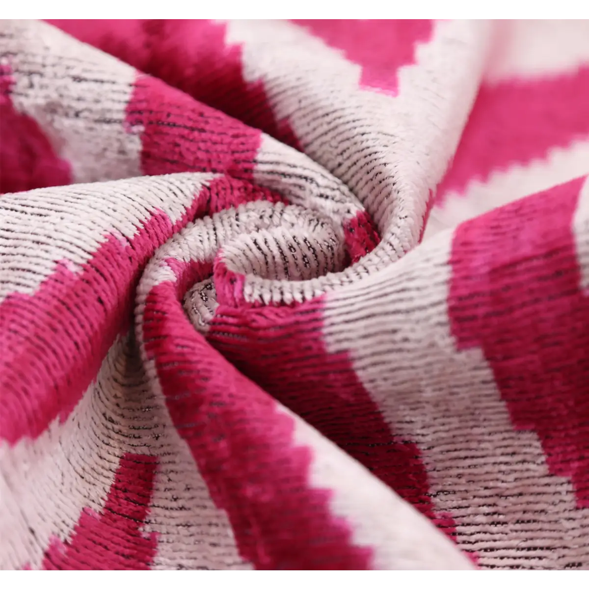 Luxury Silk Velvet Pillow – Handmade Fuchsia & Ivory Concentric Lumbar Cushion - 16x24 - Canvello