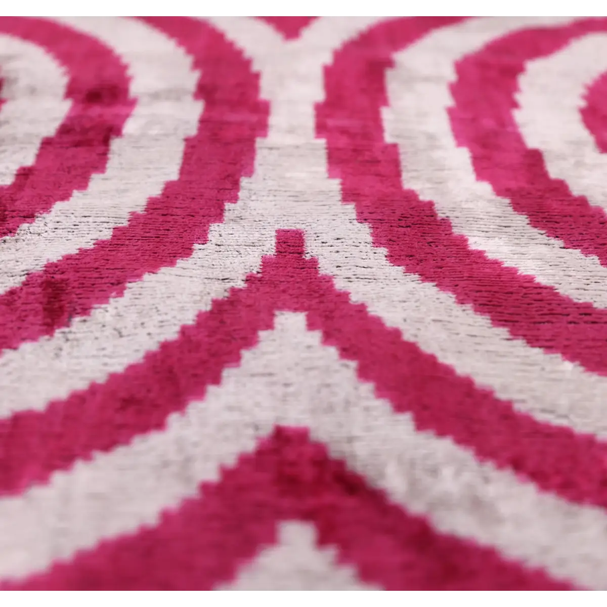 Luxury Silk Velvet Pillow – Handmade Fuchsia & Ivory Concentric Lumbar Cushion - 16x24 - Canvello