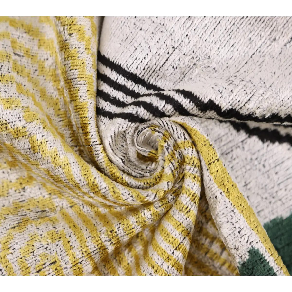 Luxury Silk Velvet Pillow – Handmade Modern Geometric Lumbar Cushion - 16x24 - Yellow & Green - Canvello