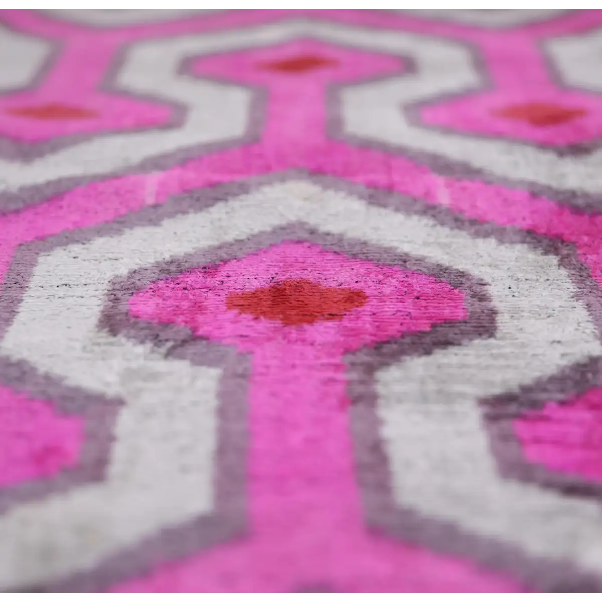 Luxury Silk Velvet Pillow – Handmade Pink & Gray Geometric Lumbar Cushion - 16x24 - Canvello