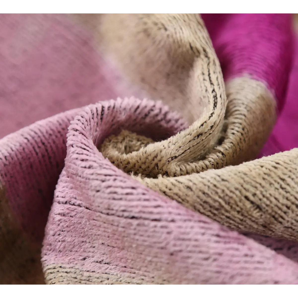Luxury Silk Velvet Striped Throw Pillow 16x24 – Pink & Beige Handmade - Canvello