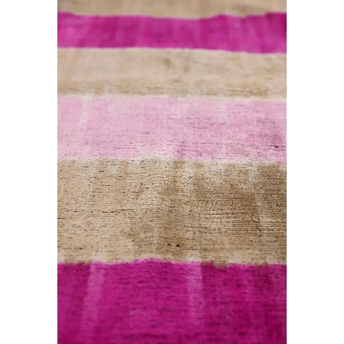 Luxury Silk Velvet Striped Throw Pillow 16x24 – Pink & Beige Handmade - Canvello