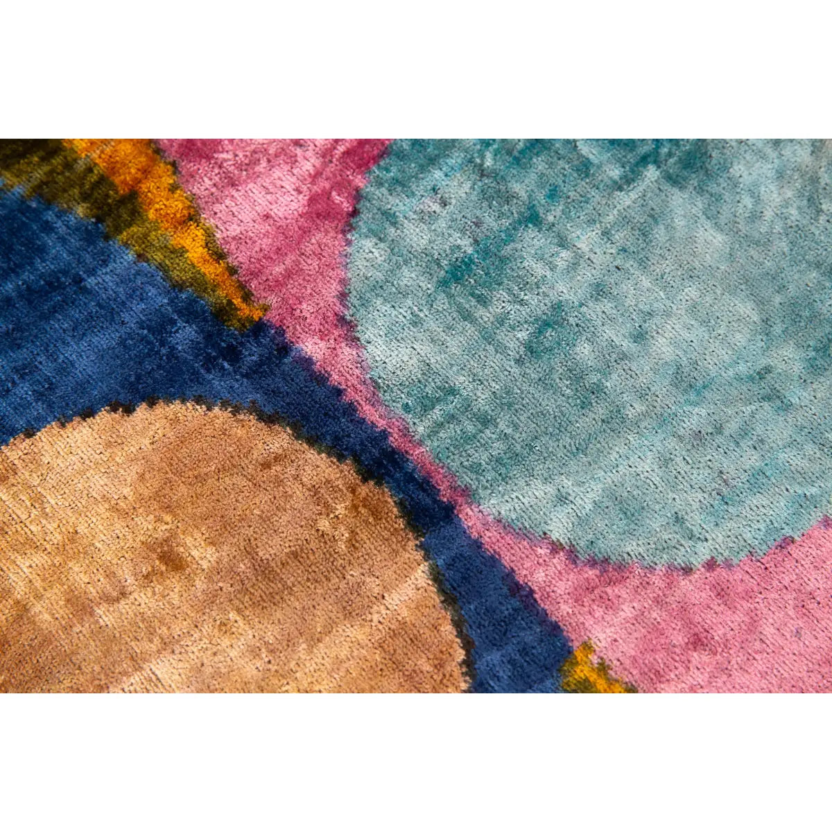 Luxury Silk Velvet Throw Pillow - Yellow Teal Pink & Navy MCM Geometric Square 20x20’’ - Canvello