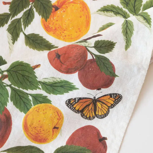 Luxury Tea Towel - Apple Orchard - 100% Linen - Botanica Paper Co.
