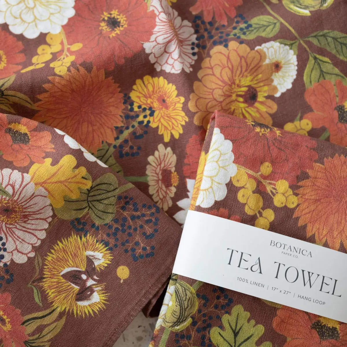 Luxury Tea Towel - Autumn - 100% Linen - Botanica Paper Co.
