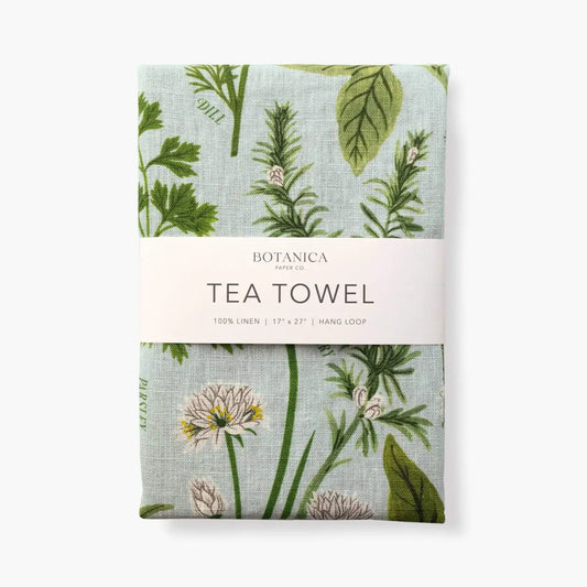 Luxury Tea Towel - Herb Garden - 100% Linen - Botanica Paper Co.
