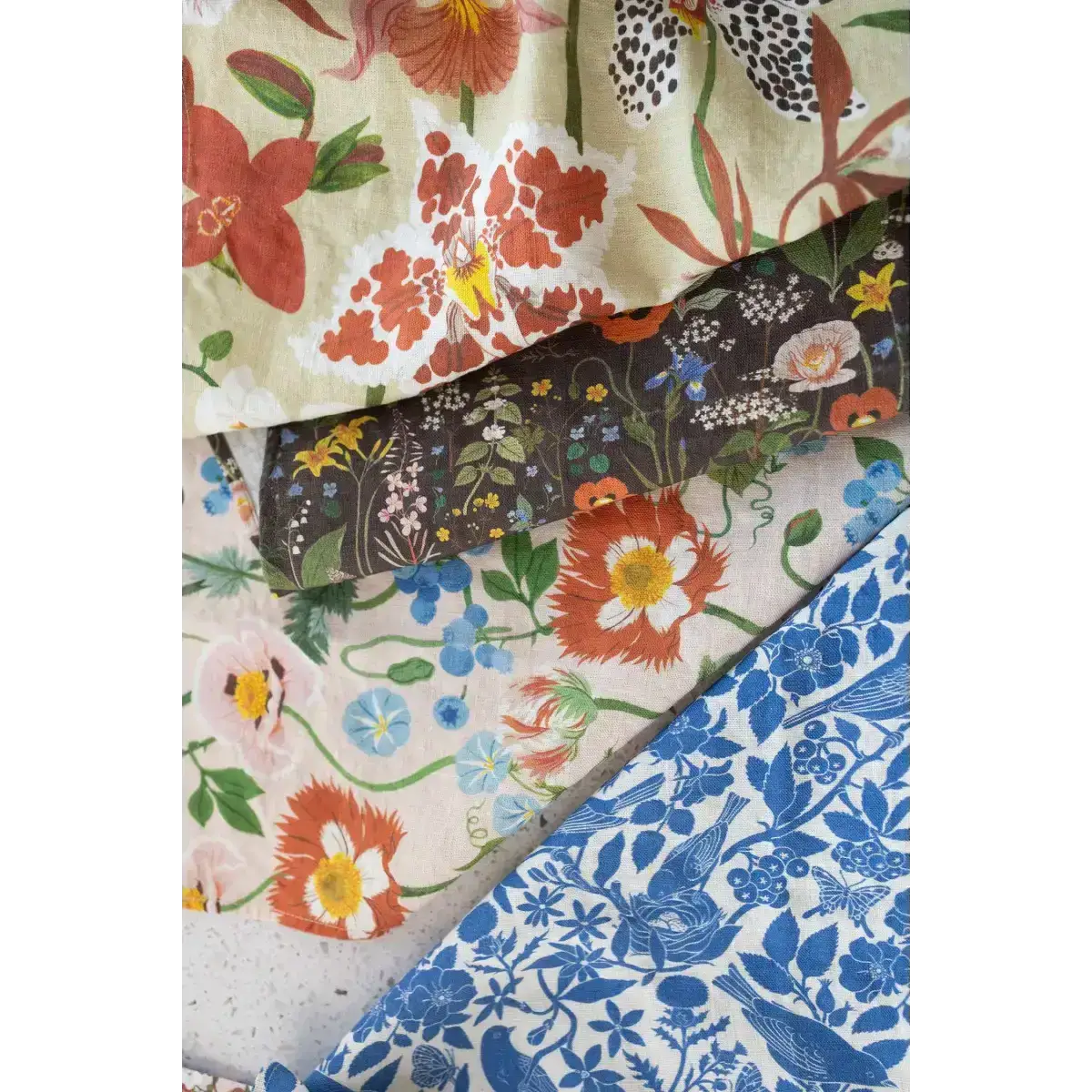 Luxury Tea Towel - Orchids - 100% Linen - Botanica Paper Co.