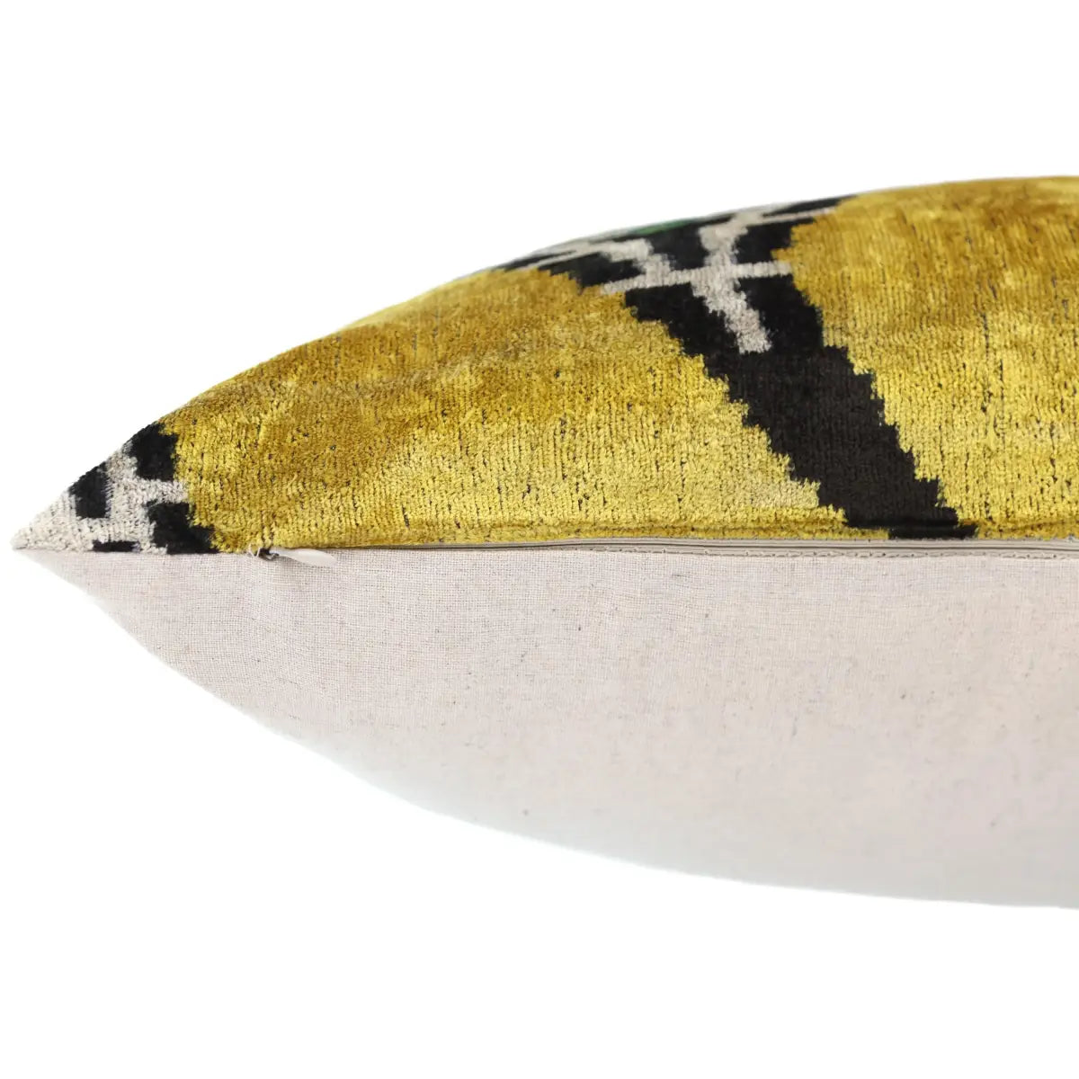 Luxury Yellow Silk Velvet Throw Pillow 16x24 – Handmade Geometric Designer Lumbar - Canvello