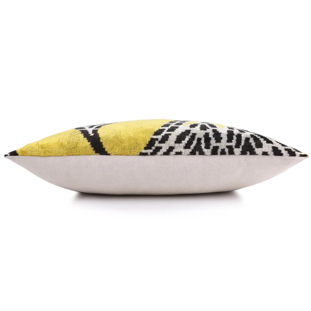 Luxury Yellow Silk Velvet Throw Pillow 16x24 – Handmade Geometric Designer Lumbar - Canvello