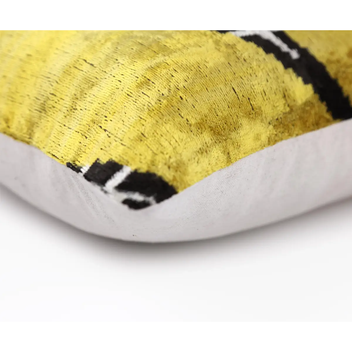 Luxury Yellow Silk Velvet Throw Pillow 16x24 – Handmade Geometric Designer Lumbar - Canvello